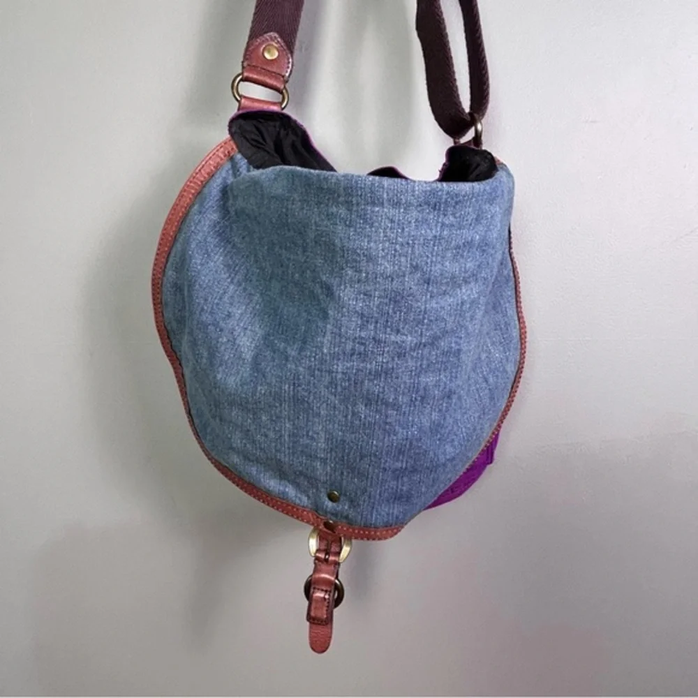 Y2K Lucky Brand messenger satchel bag‎ vtg Purple Hawaiian colorful western